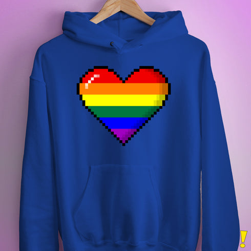 LGBTQ Pride8-Bit Pixel Heart Hoodie - Royal Blue